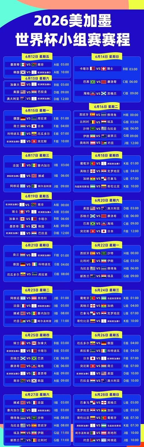 2026美加墨世界杯完整赛程哪里看